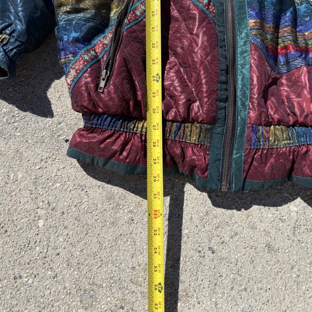 Vintage J Gallery Patchwork Iridescent Bomber Jac… - image 4